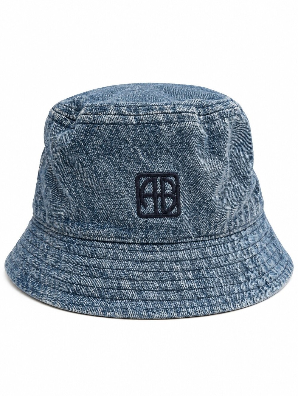 Anine Bing Nicks Denim Bucket Hat Medium Blue AB Monogram One Size